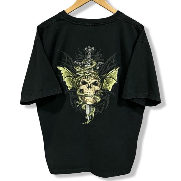 Vintage Y2K Dragon Skull T-Shirt - Picture 1 of 4